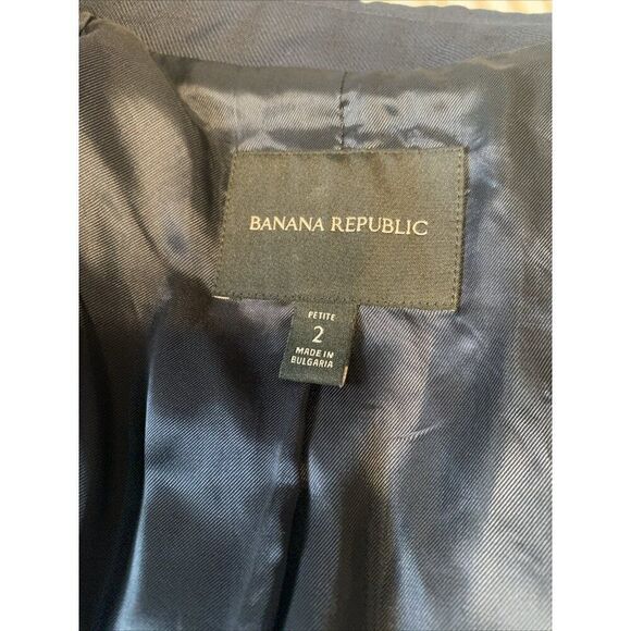 Banana Republic Icon Captain Blazer Navy Blue Lion Gold Buttons 2 Petite Xs - Picture 8 of 10